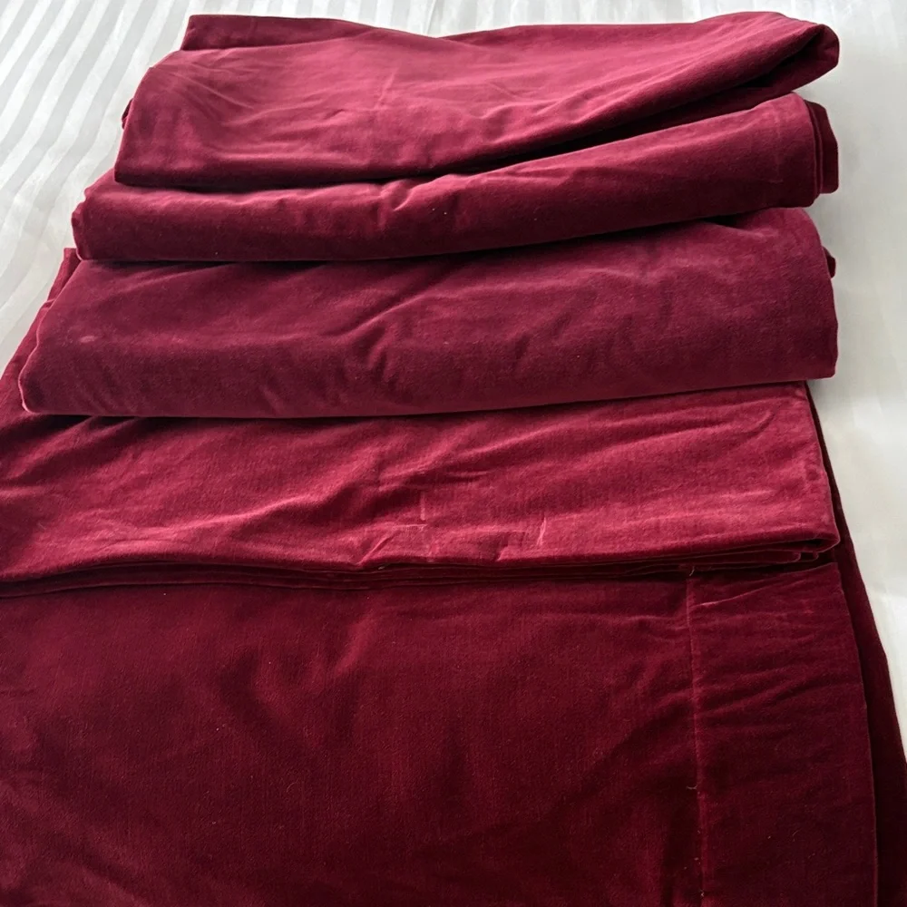 Two Panel Restoration Hardware Burgundy Velvet Curtain